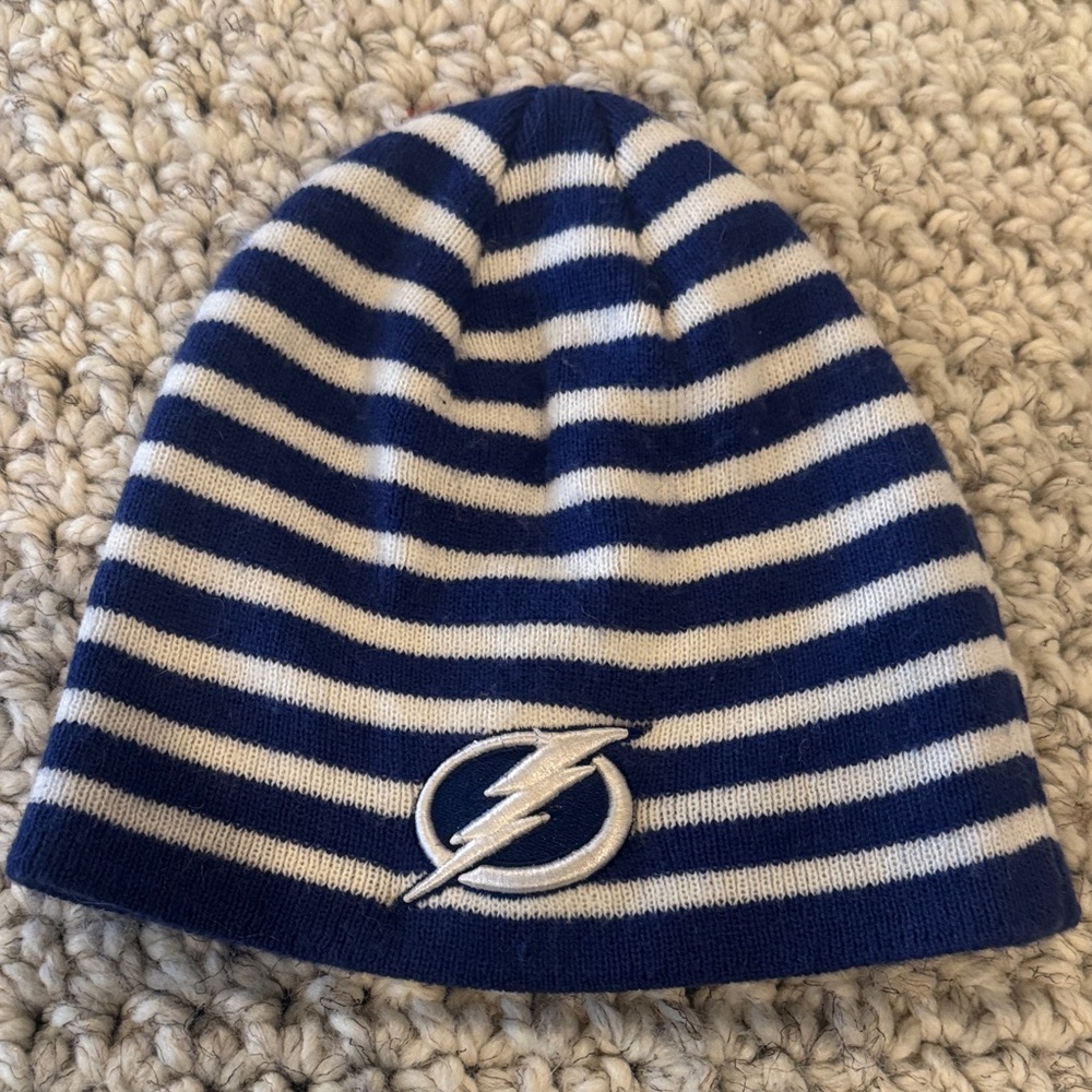 NHL Tampa Bay Lightning Embroidered Blue and White striped Beanie unisex